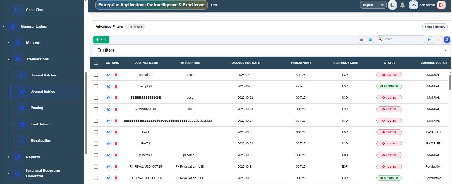 Post To General Ledger - General Ledger Journals